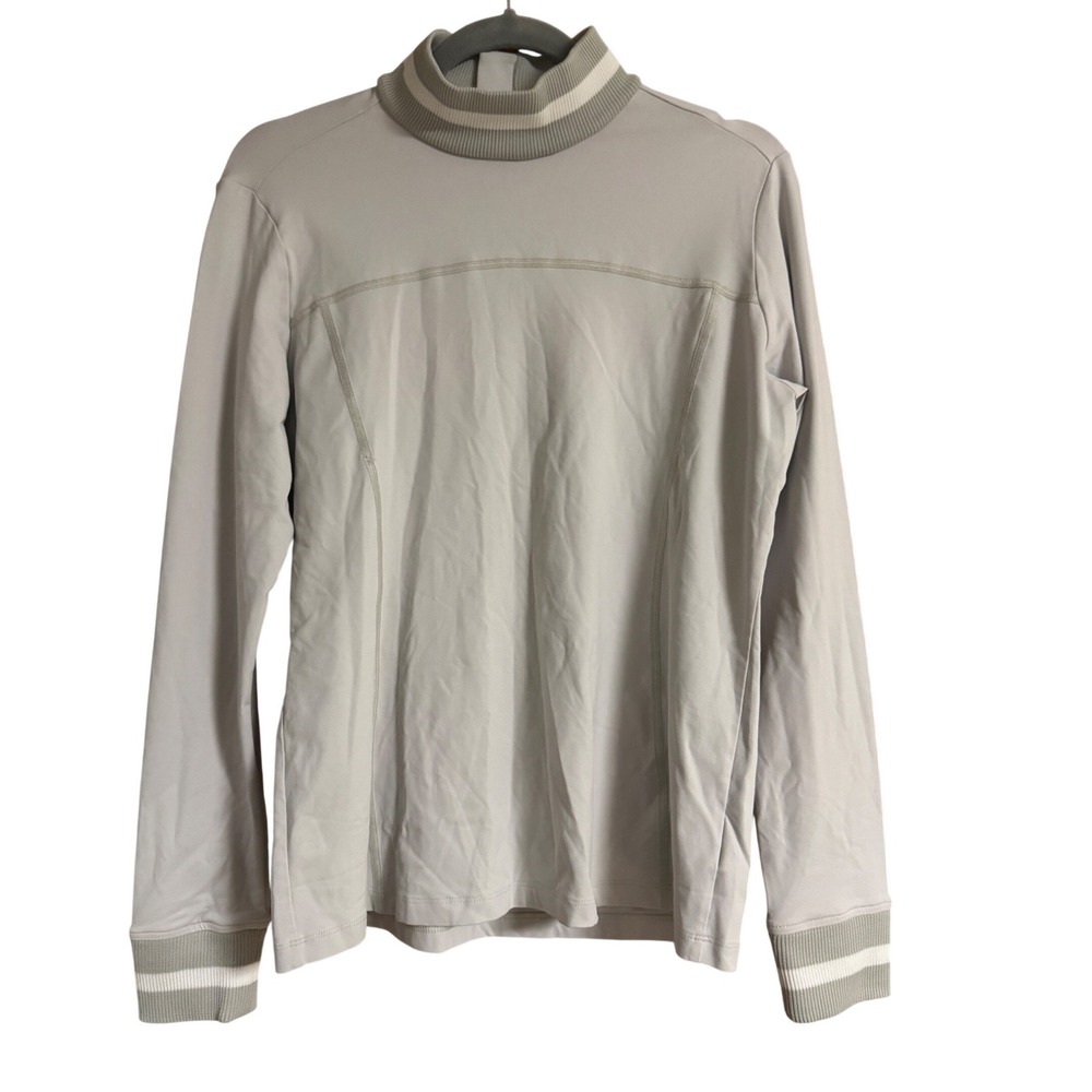 Bogner Womens Mock Neck Long Sleeve Performance Top Size L Gold B Zipper